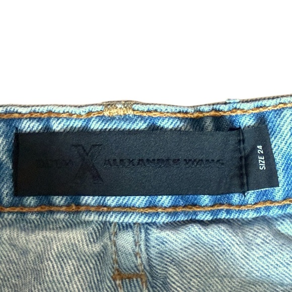 Alexander Wang Denim Jean Bite Short Shorts Distressed Size 24 Cotton Blue - Picture 8 of 9
